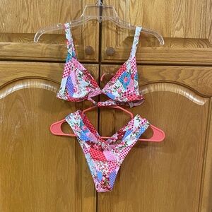 Floral Patchwork Bikini Set. Brand new, never worn. Size Medium.